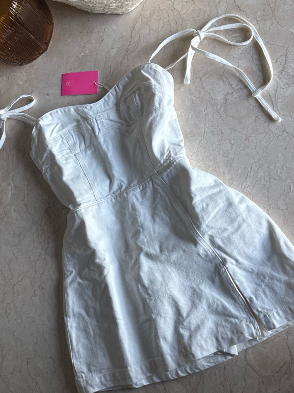 Amanda Uprichard White Denim Mini Dress/Romper